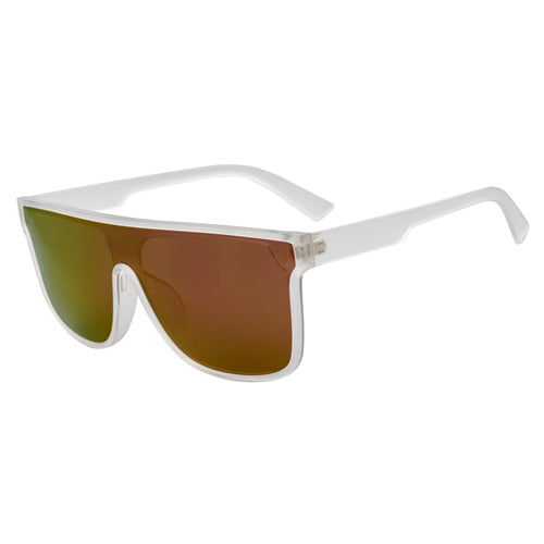AEON - Flat Top Shield Polarized Sunglasses Mono Lens Frost Purple Mirror