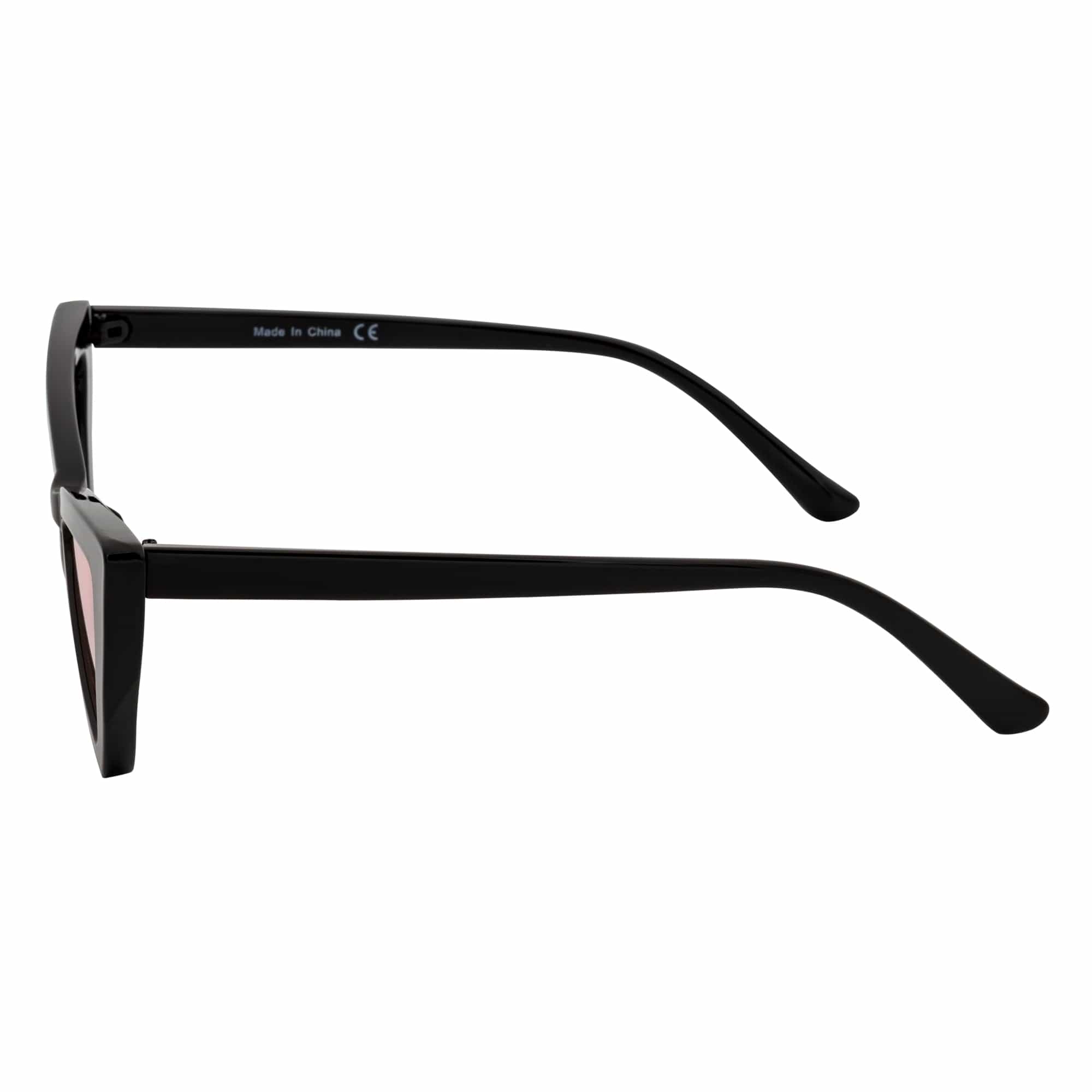 BOWTIE - Triangle Pointed 90s Fashion Small Cat Eye Sunglasses Black Pink Lens