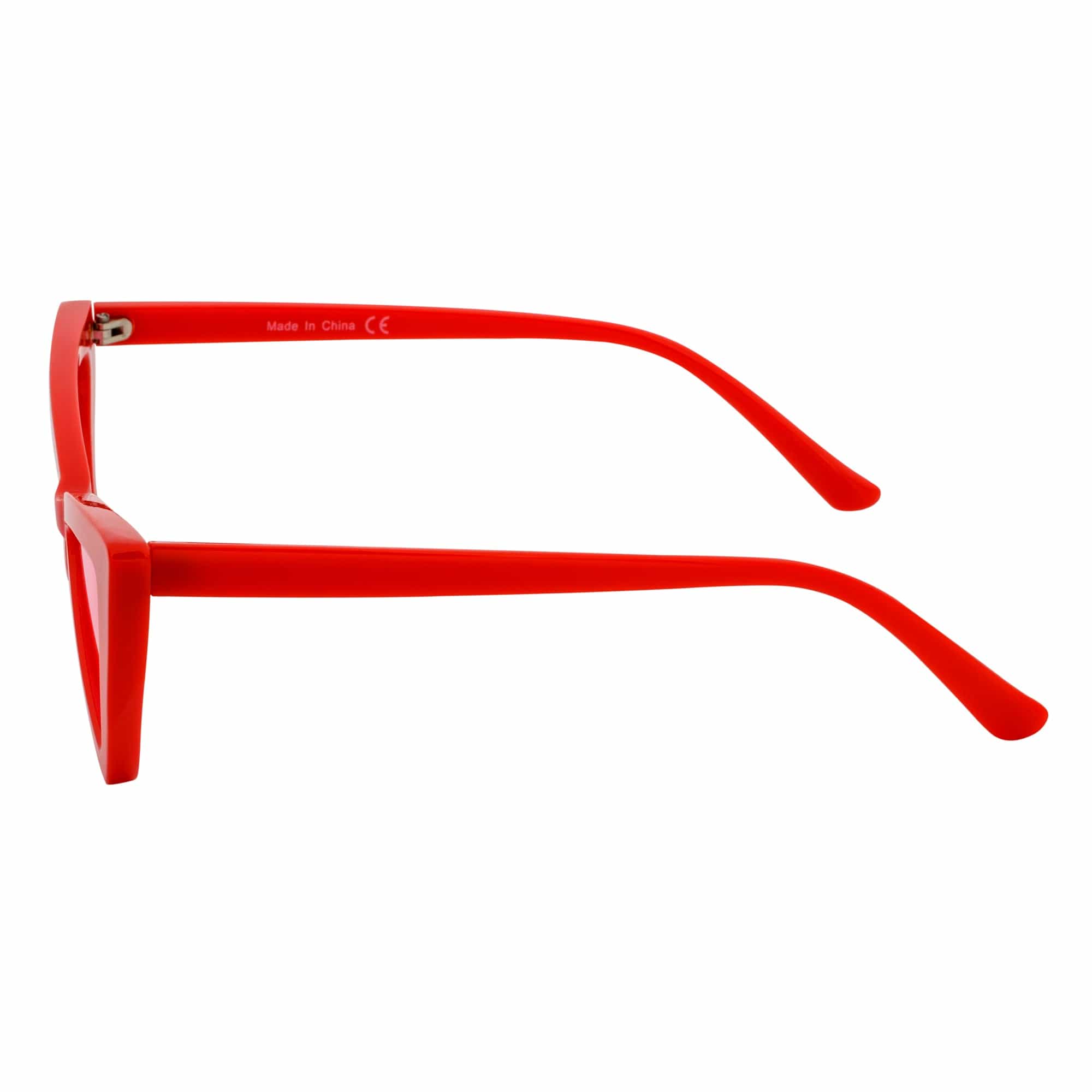 BOWTIE - Triangle Pointed 90s Fashion Small Cat Eye Sunglasses Red Pink Lens