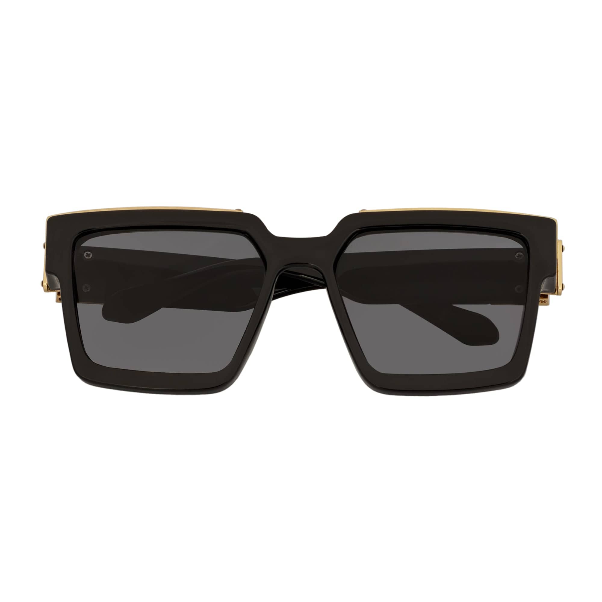 BILLIONAIRE - Large Square High Fashion Square Sunglasses Gloss Black-Gold Smoke Tint