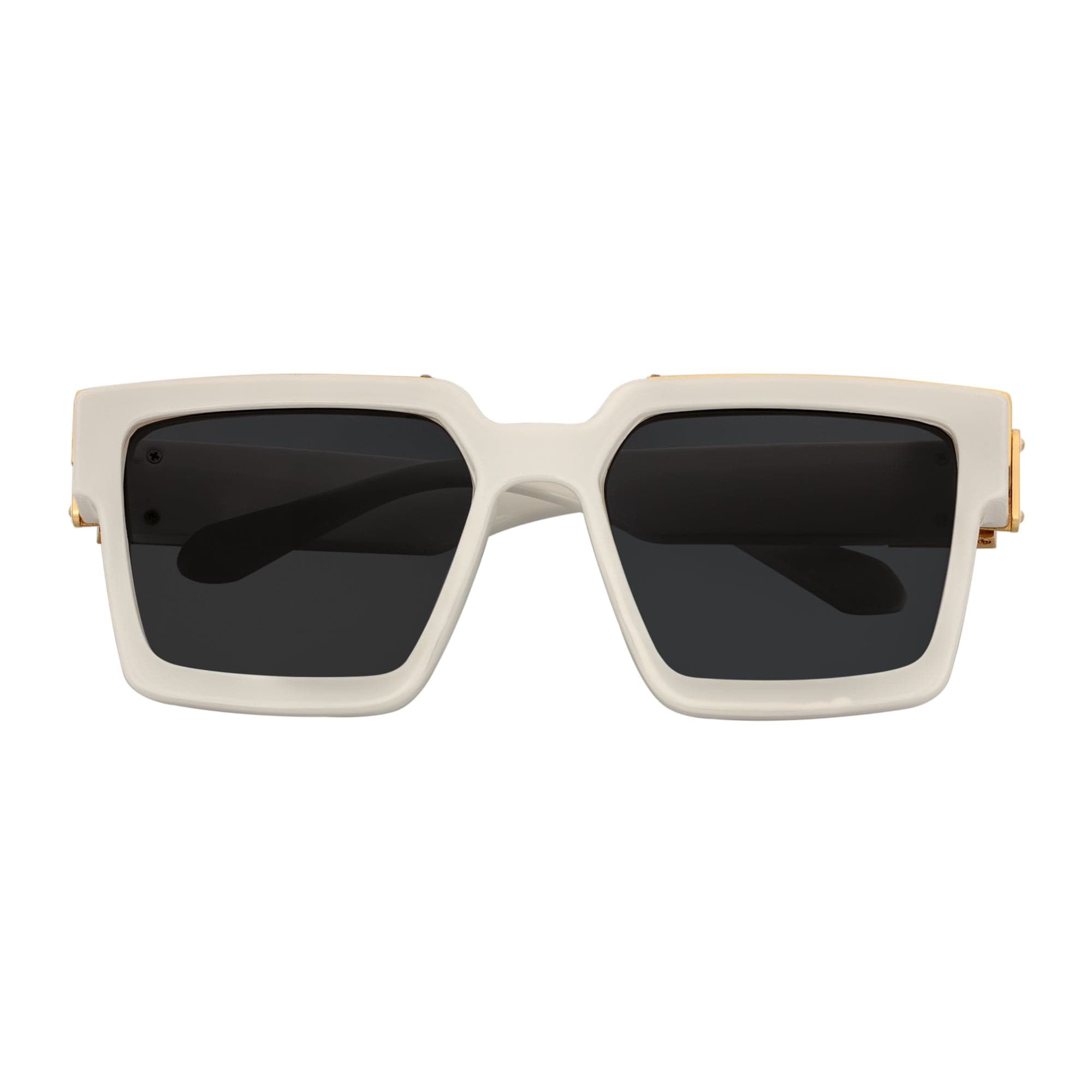 BILLIONAIRE - Large Square High Fashion Square Sunglasses White-Gold Smoke