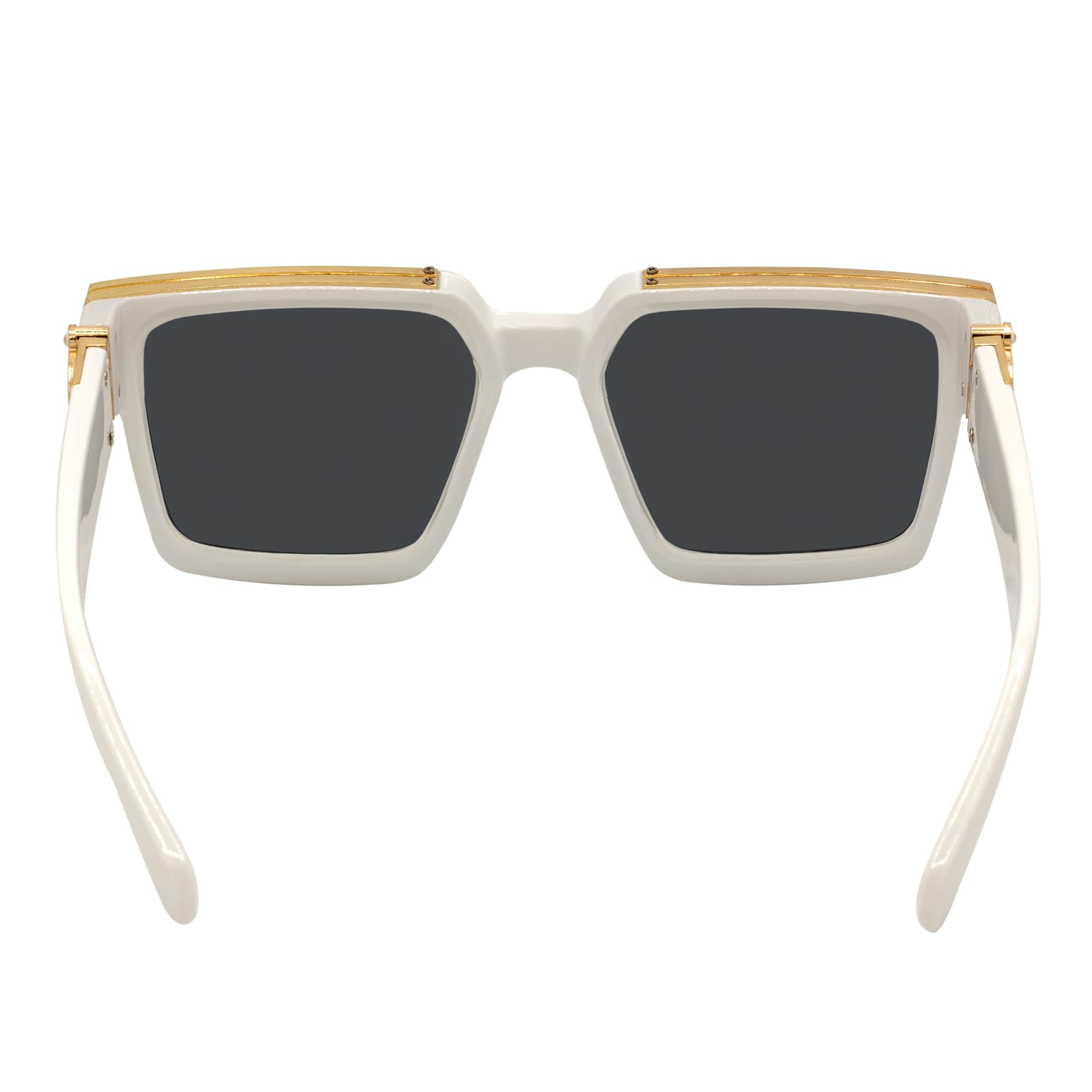BILLIONAIRE - Large Square High Fashion Square Sunglasses White-Gold Smoke